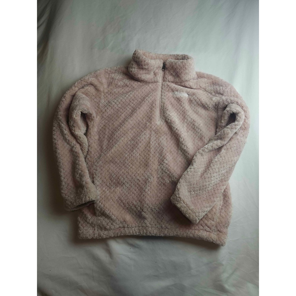Columbia Girls Fire Side Sherpa Fleece Quarter Zip Pullover Pink Mauve L 14/16